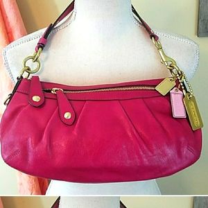 Coach Madison pink pleated leather med clutch